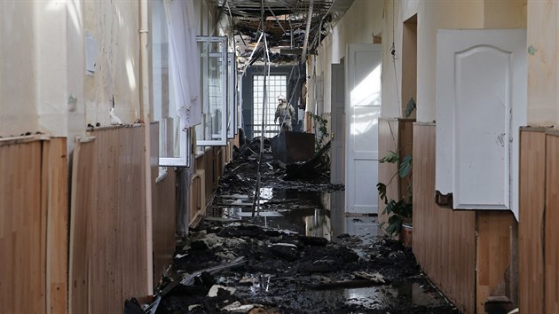 Nemocnice v Doněcku zasažená dělostřelbou (28. srpna 2014)