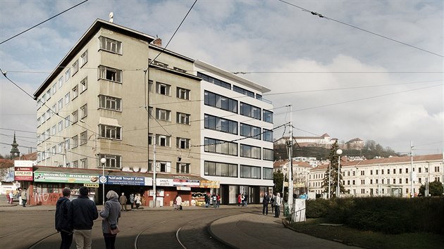 Plnovan podoba historick budovy na Mendlov nmst v Brn.
