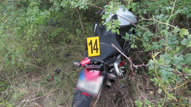 Motork nezvldl zatku a narazil se svm strojem do stromu u silnice.