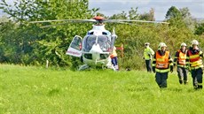 Nehoda na silnici mezi Brnem a Vykovem poblí Holubic (19. srpna 2014).