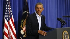 Americký prezident Barack Obama b�hem proslovu v Bílém dom� ke zve�ejn�ní videa...