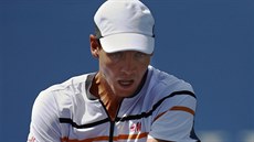 Tomá Berdych v duelu 1. kola US Open s Lleytonem Hewittem z Austrálie.