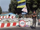 Kontrolní stanovit ukrajinské Národní gardy na okraji Mariupolu (28. srpna