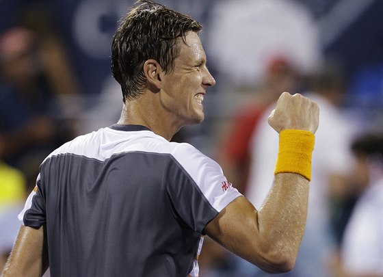 eský tenista Tomá Berdych se smje po postupu do tvrtfinále US Open.