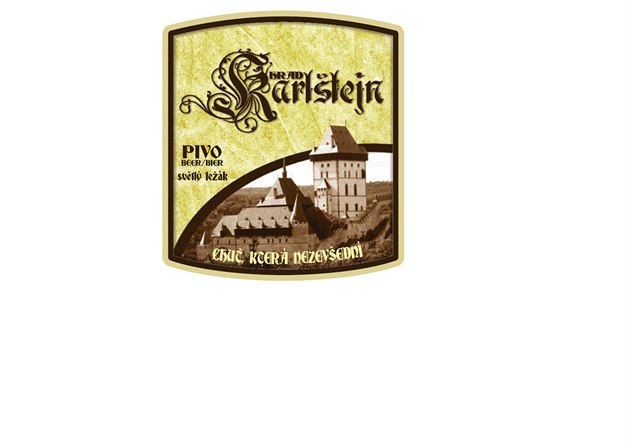 Etiketa piva Hrad Karl�tejn. A�koliv se tvá�í jako regionální produkt, na zadní...