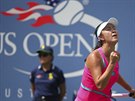 ínská tenistka Pcheng uaj se raduje z povedené výmny ve tvrtfinále US Open.