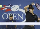 výcarský tenista Roger Federer hraje tvrtfinále US Open.