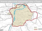Hranice a objízdná trasa plánované nízkoemisní zóny v Praze