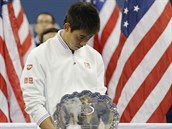 PORAŽENÝ FINALISTA. Japonský tenista Kei Nišikori byl po prohraném finále US...