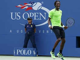 Francouzsk tenista Gal Monfils emotivn slav zisk mku v osmifinle US Open.