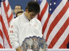 PORAEN FINALISTA. Japonsk tenista Kei Niikori byl po prohranm finle US...
