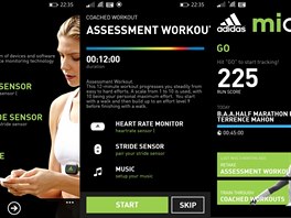 Zkladn obrazovky pro nastaven a pehled v mobiln aplikaci Adidas Micoach.