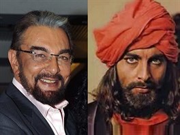 Pedstavitel Sandokana Kabir Bedi v letech 2014 a 1976