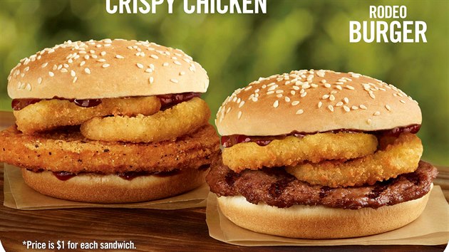 Rodeo Burger od Burger Kingu skrývá cheeseburger s cibulovými kroužky a barbecue omáčkou.