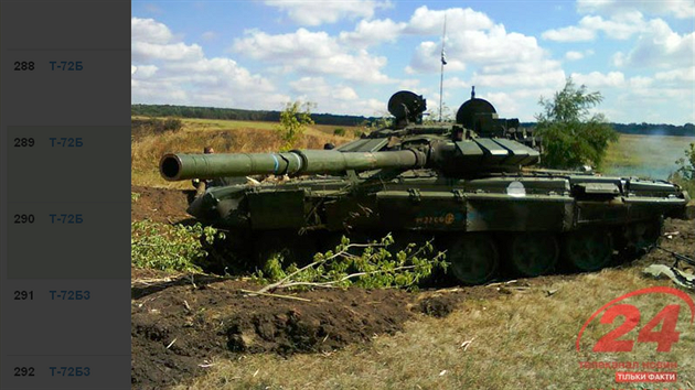 Ruský tank T-72B3 na Ukrajině