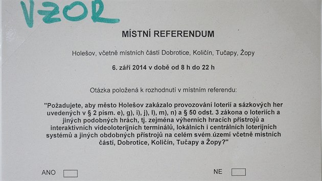 Referendum o zákazu hazardu v Holešově (6. září 2014).