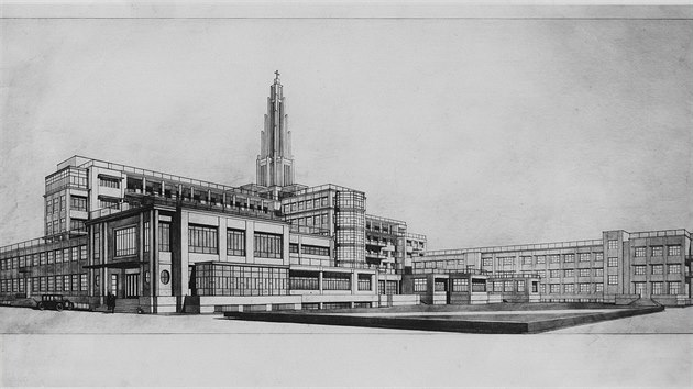 Tet nvrh nemocnice sv. Luke od  Bedicha Feuersteina. Kresba byla mimo jin publikovna na oblce broury Institutu japonskch architekt v roce 1928. 