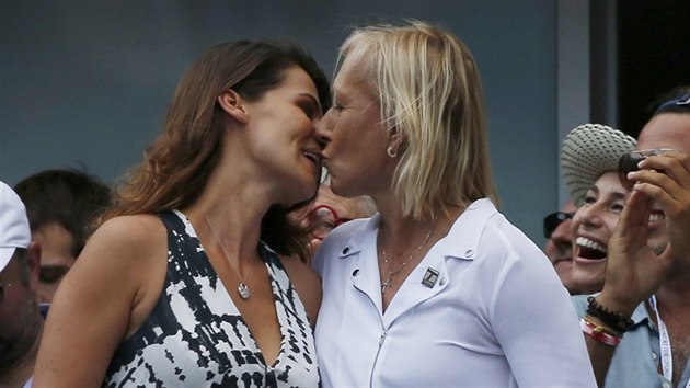 Martina Navrátilová a její přítelkyně Julia Lemigová (New York, 6. září 2014)