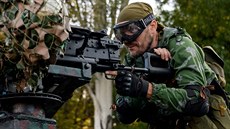 Proruský separatista poblí donckého letit (3. záí 2014)