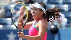 Čínská tenistka Pcheng Šuaj se raduje z postupu do semifinále US Open.