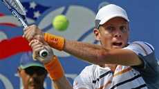 eský tenista Tomá Berdych bojuje ve tvrtfinále US Open.