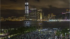 Prodemokratití aktivisté protestují v Hongkongu (31. srpna 2014)