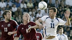 ST�ELEC. K vít�zství bosenských fotbalist� v kvalifika�ním utkání v Loty�sku...