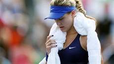 NEBYLO JÍ DOBŘE. Eugenie Bouchardová měla během osmifinále US Open zdravotní...