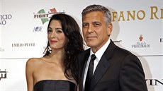 Amal Alamuddinová a George Clooney (Florencie, 7. záí 2014)