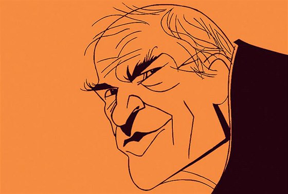 Milan Kundera (karikatura) - z knihy Karikatury, slavné tváře v čarách