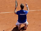 Francouzský tenista Richard Gasquet slaví vítzství v úvodní dvouhe...