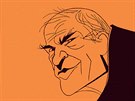 Milan Kundera (karikatura) - z knihy Karikatury, slavné tváe v arách