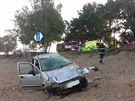 Pi ranní nehod osobního auta na písníku v Mlicích skonilo auto po...