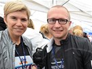 Kateina Neumannová a Luká Konený pi plmaratonu v Ústí nad Labem