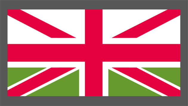 Britsk vlajka s waleskm zelenm polem