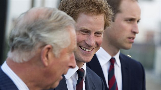 Princ Charles a jeho synov Harry a William (Londn, 10. z 2014)