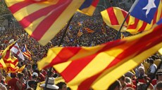Milionová demonstrace za nezávislosti Katalánska v Barcelon (11. záí 2014)