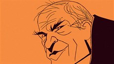 Milan Kundera (karikatura) - z knihy Karikatury, slavné tváe v arách