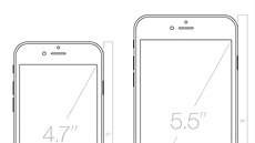 Papírový model nových iPhon slouí k porovnání jejich rozmr