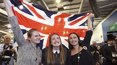 Stoupenci jednotné Británie oslavují výsledek skotského referenda v Edinburghu.