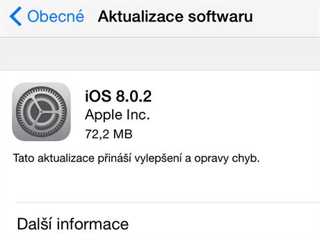 Aktualizace iOS 8.0.2