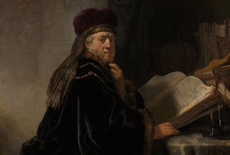 Rembrandtv obraz Uenec ve studovn ped restaurovnm