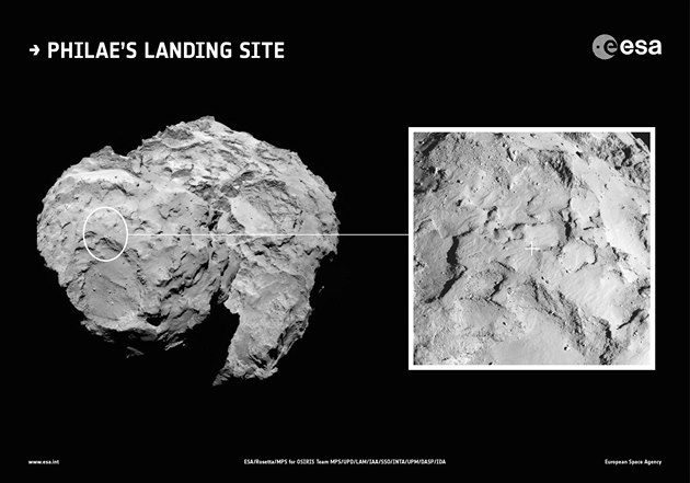 P�istávací místo sondy Philae ozna�ované jako lokalita J