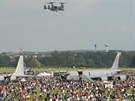 Americký konvertoplán Osprey odlétá ze DN NATO v Ostrav