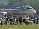 Armádní Airbus A-319 odlétá ze Dn NATO v Ostrav