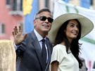 George Clooney a Amal Alamuddinová mli v pondlí v Benátkách civilní obad.