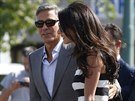 George Clooney se snoubenkou Amal Alamuddinovou v italských Benátkách.
