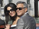 Amal a George Clooney v Benátkách (26. záí 2014)