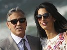 George Clooney a Amal Alamuddinová druhý den po svatb (Benátky, 28. záí 2014)