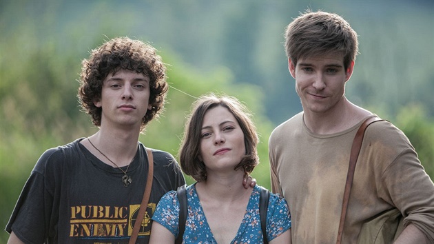 Jan Cina, Johana Matou�ková a Vladimír Polívka p�i natá�ení filmu Místa (2013)